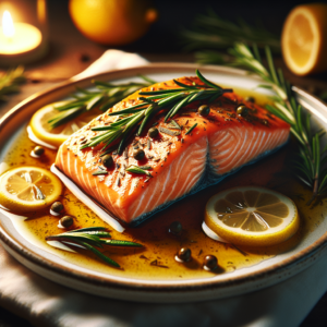 Dampet laks med citron og rosmarin