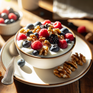 Græsk yoghurt med bær og valnødder
