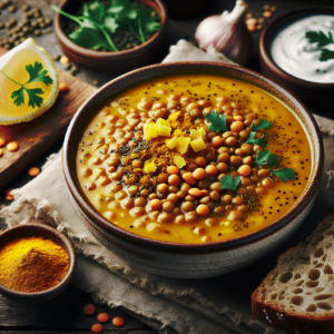 Linsesuppe med gurkemeje og ingefær